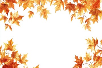 Autumn Maple Leaves Frame, Watercolor