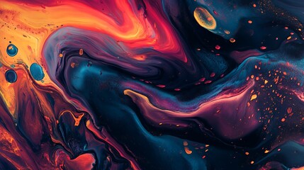 Abstract Swirling Paint Colors Deep Hues Texture