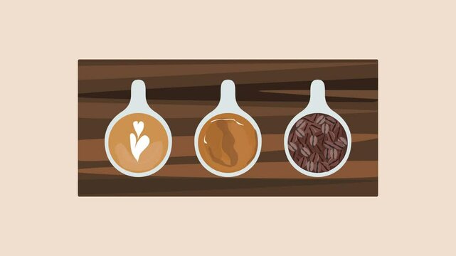 Animated video Coffee beverage Concept. Full length animation illustration. High quality 4k footage