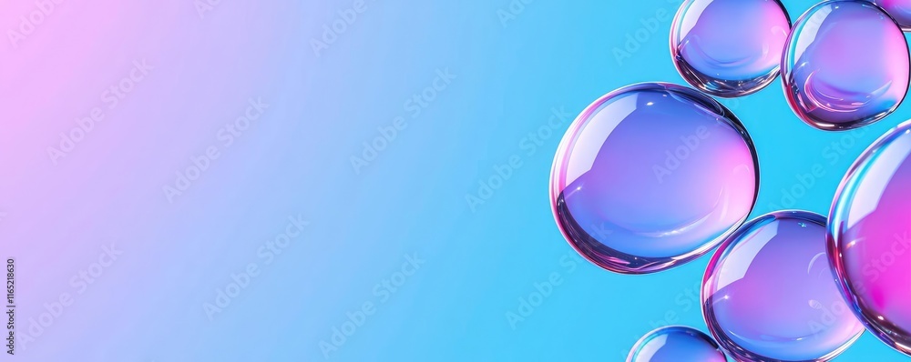 Poster droplets abstract background idea. colorful bubbles on a vibrant gradient background, creating a sen