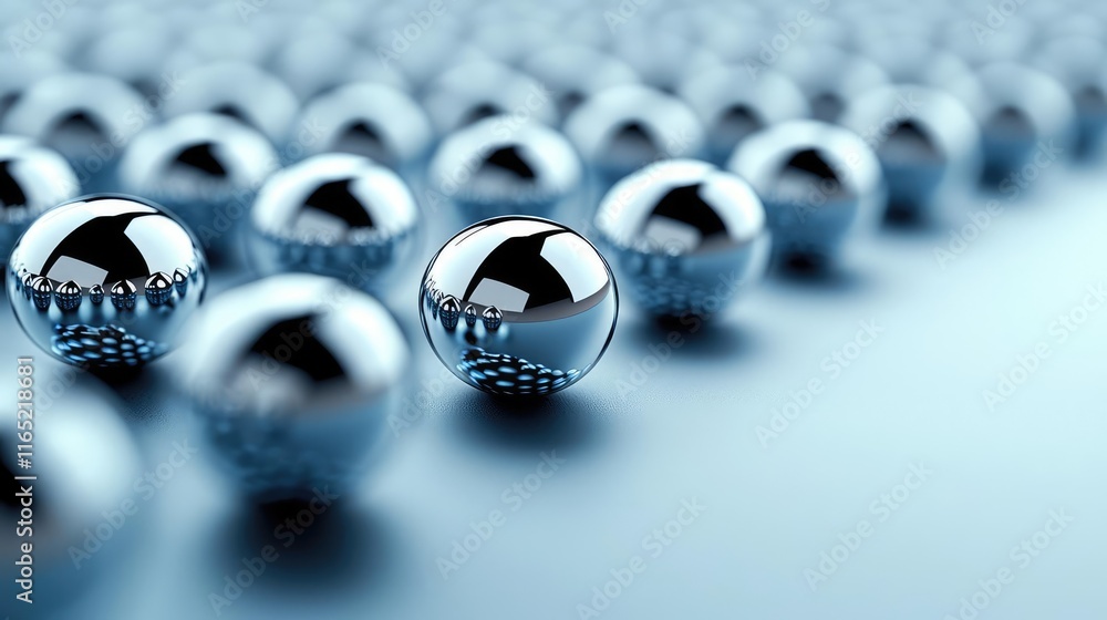 Poster droplets abstract background idea. close-up of shiny metallic spheres arranged in perfect symmetry o