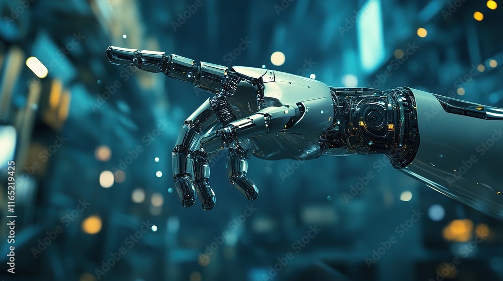 Poster smart robot arm operating in an industrial environment for automation