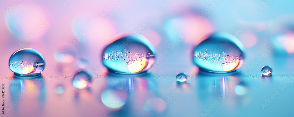 Poster droplets abstract background idea. colorful water droplets create a vibrant and tranquil atmosphere 
