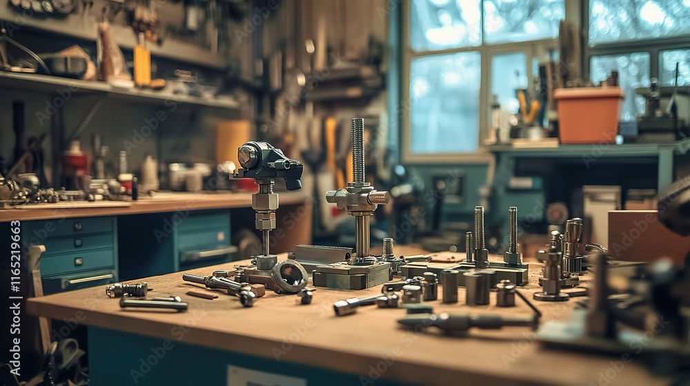 Aufkleber precision engineering tools and components in industrial workshop setting