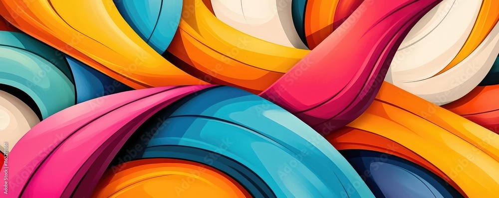 Aufkleber graffiti abstract background concept. vibrant abstract design featuring colorful flowing ribbons in 