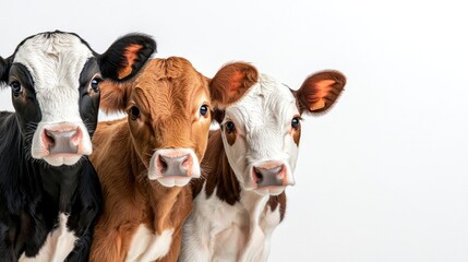 Cows grazing playfully in a farm environment close-up animal photography natural setting