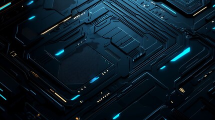 Futuristic Technology Abstract Dark Blue Panel Design