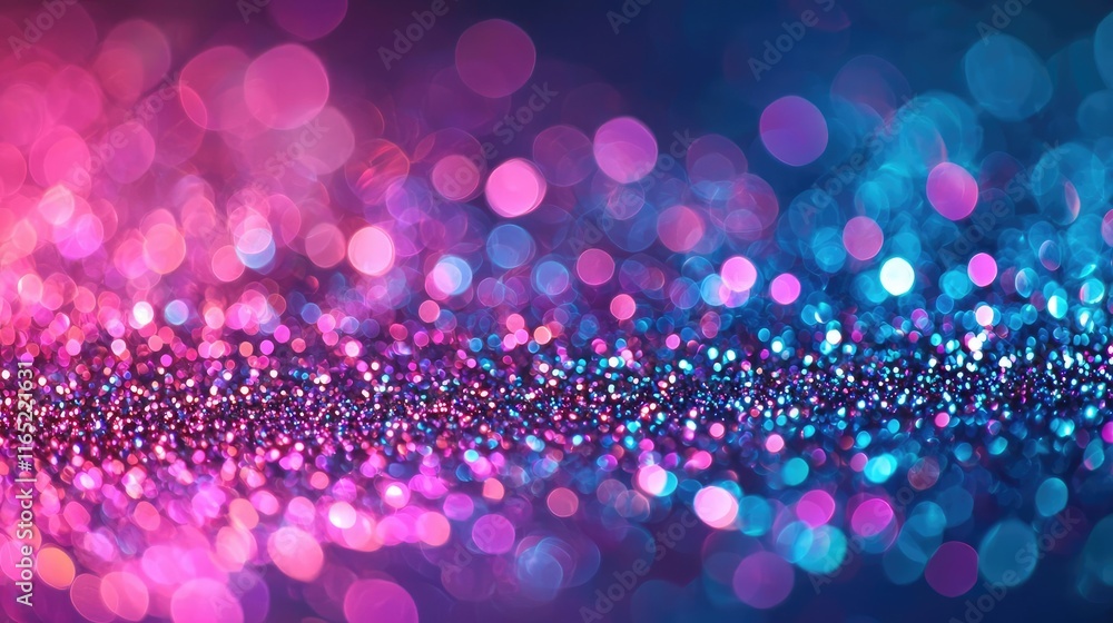 Poster sparkle abstract background idea. vibrant bokeh lights in pink and blue creating a magical and festi