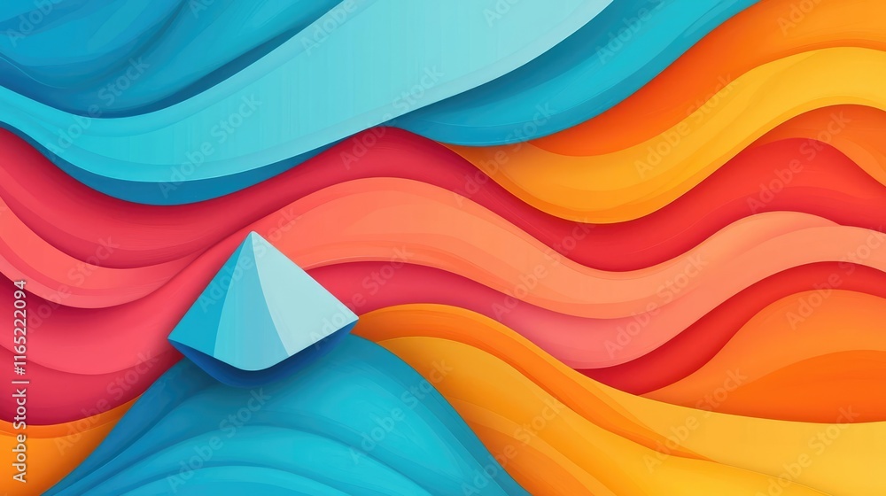 Poster graffiti abstract background concept. abstract design featuring waves and a pyramid in vibrant color