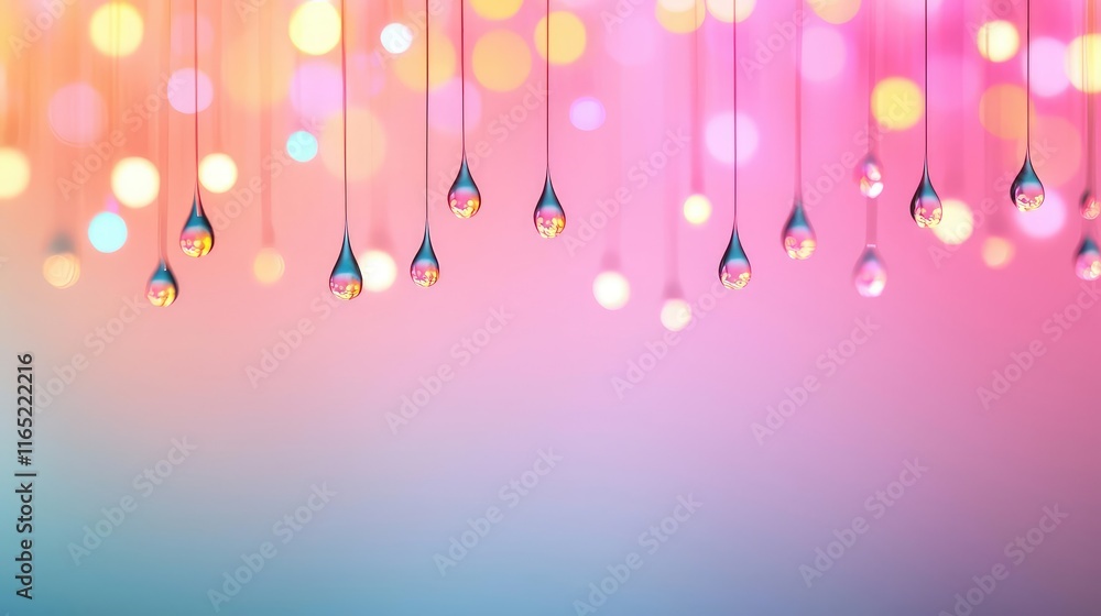 Poster droplets abstract background idea. colorful abstract background with glowing lights and droplets cre