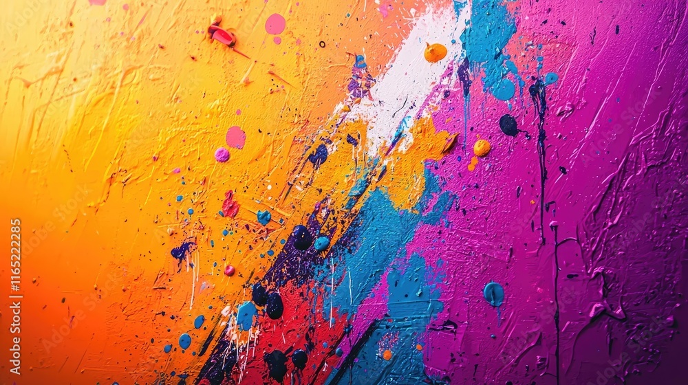 Poster graffiti abstract background concept. bright abstract paint splashes in vibrant colors create an ene