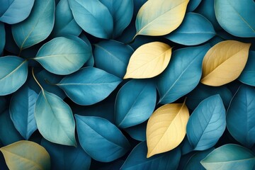 Teal and Gold Leaves Background