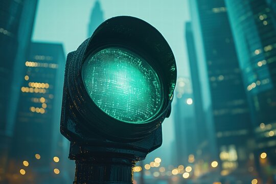 Green Light in the City Rain