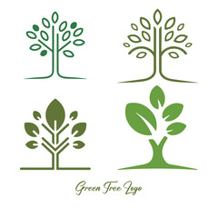 Fototapeta premium Modern Minimalist Green Tree Logo Design Bundle for Startup Services