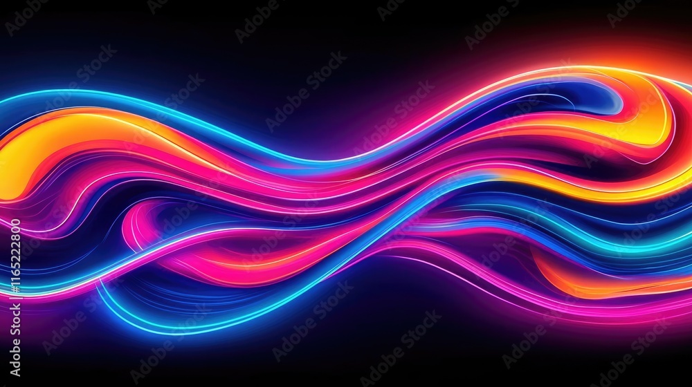 Poster graffiti abstract background concept. vibrant neon wave pattern with smooth flowing lines and bright