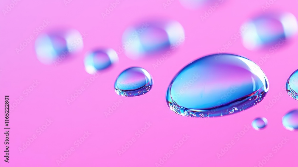 Poster droplets abstract background idea. bright and colorful water droplets on a soft pastel surface, crea
