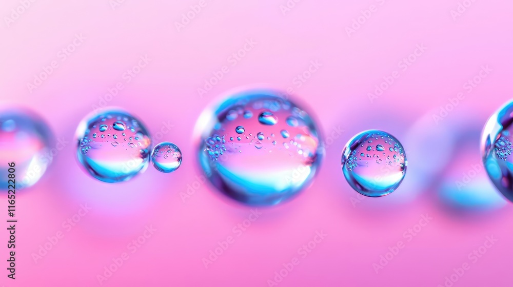 Poster droplets abstract background idea. vibrant water droplets on a colorful background showcasing refres