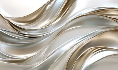Silver white waves, white background
