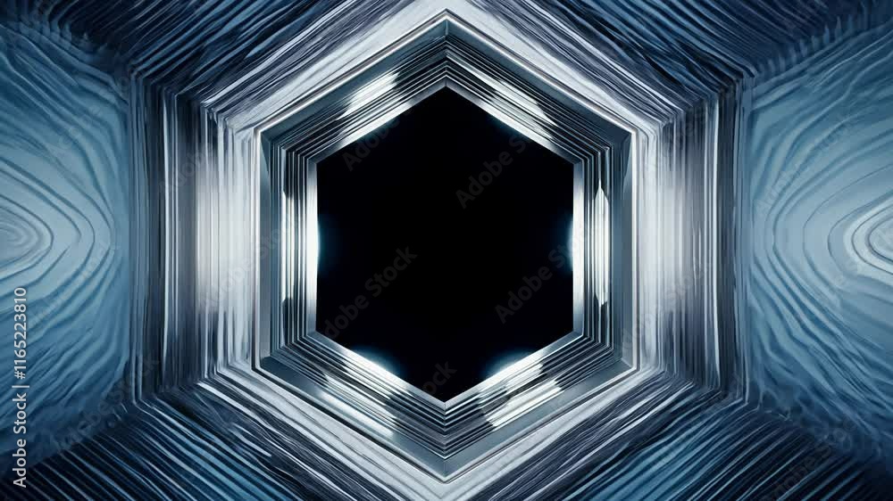 Poster metallic hexagon abstract composition video with smooth subtle reflections