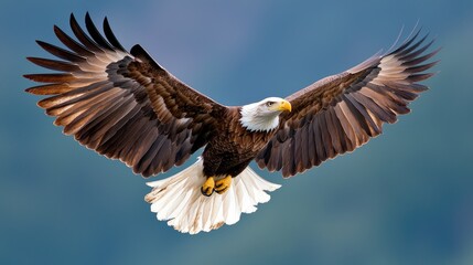 Fototapeta premium Majestic eagle soaring over mountains wildlife photography natural habitat aerial view freedom and power