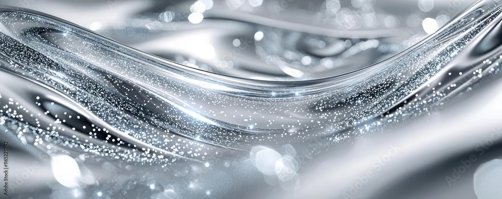 Poster sparkle abstract background idea. close-up of shimmering liquid with sparkling bubbles and smooth wa