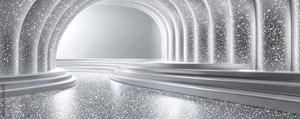 Poster sparkle abstract background idea. elegant silver archway with sparkling details in a modern stylized