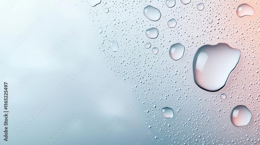 Poster droplets abstract background idea. close-up of raindrops on a glass surface creating a serene, calmi