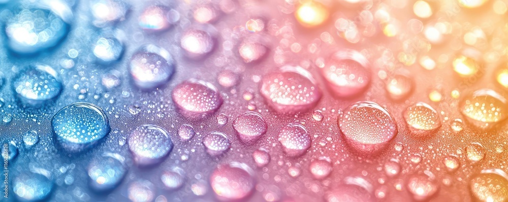 Poster droplets abstract background idea. colorful droplets on a surface create a vibrant, refreshing atmos