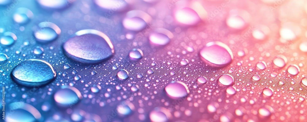 Poster droplets abstract background idea. close-up of vibrant water droplets on a surface with an abstract 