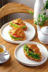 croissants with ham on a plate