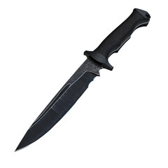 a knife with a black handle on a transparent background
