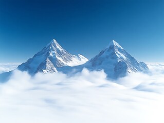 Majestic Twin Peaks Above a Sea of Clouds