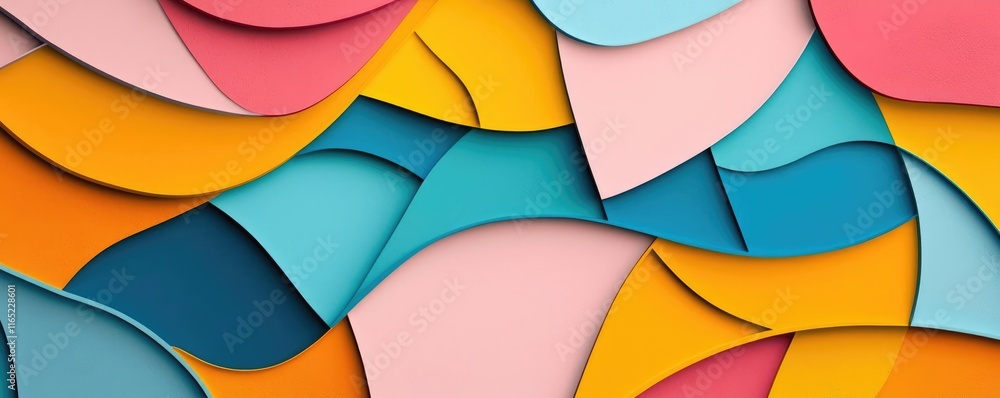Poster graffiti abstract background concept. a vibrant arrangement of colorful paper layers in wavy pattern