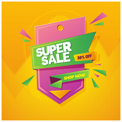 flash sale banner template vector. big super sale template illustration. sale banner template