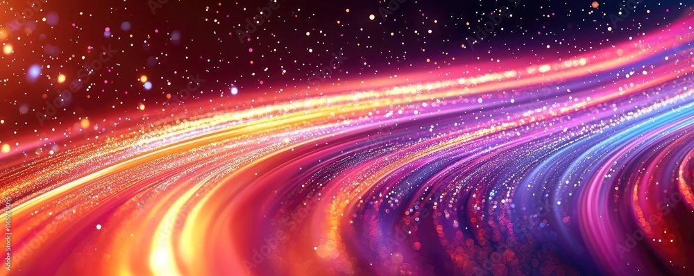 Poster sparkle abstract background idea. vibrant abstract background with colorful light trails and starry 