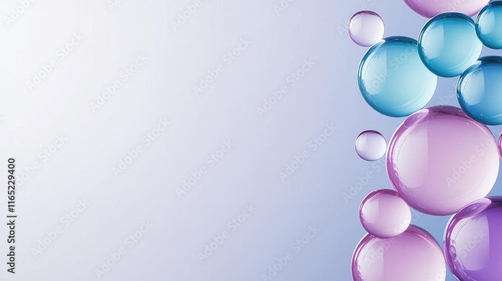 Poster droplets abstract background idea. colorful bubbles on a soft gradient background, perfect for creat