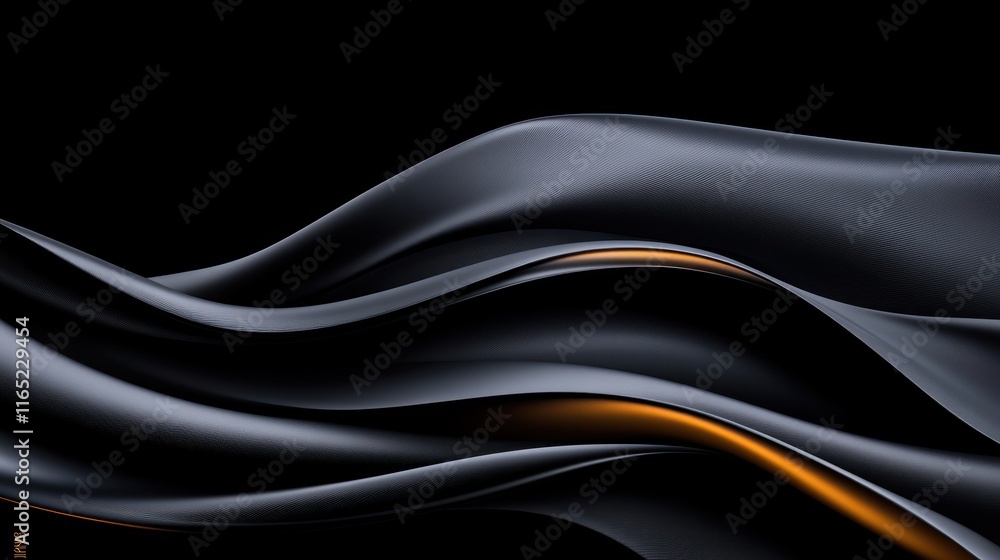 Poster abstract image of flowing black fabric with a hint of orange light.