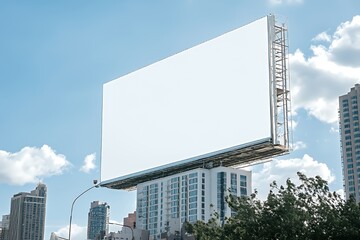 Blank Billboard Overlooking City Buildings