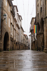 wet street of Santiago de Compostela