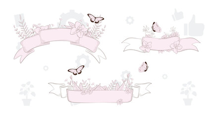 Hand Drawn vintage floral elements. Swirls, laurels, frames, arrows, leaves, feathers, dividers, branches, banners and curls.