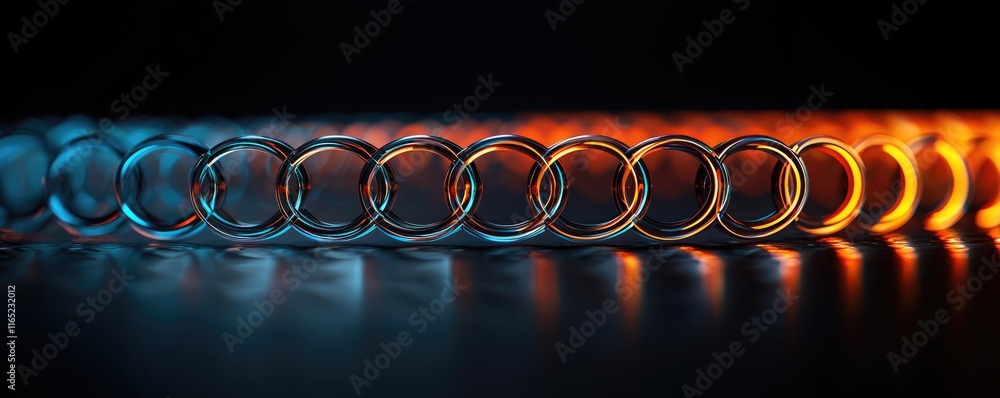 Poster circles abstract background concept. colorful rings arranged in a seamless pattern against a dark ba