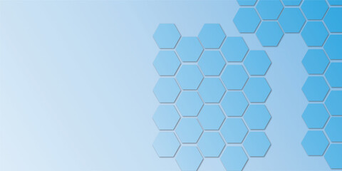 Abstract technology blue  geometric hexagon on light blue background concept design honeycomb shape vector 