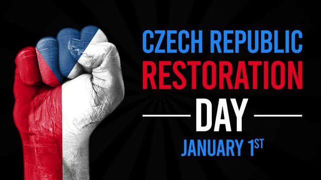 The Czech Republic Restoration Day Patriotic Wallpaper 4k Animation with fist and typography on the side.