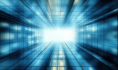 Obraz premium Modern blue glass curtain wall buildings in the city