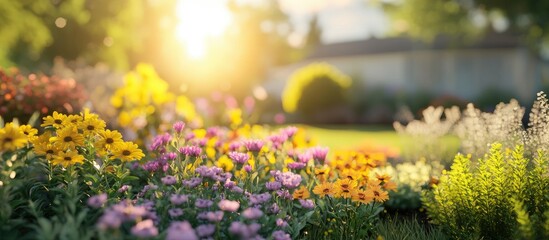 Obraz premium Golden Hour Garden Bloom: A Serene Summer Sunset