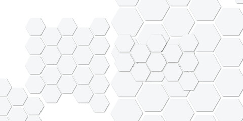 Geometric technology white hexagon background. Abstract vector illustration Science technology and medical concept hexagon on transparent background