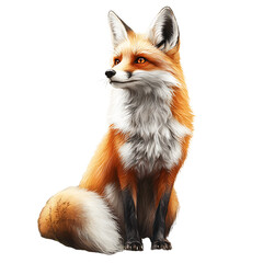 Bold fox sketch illustration isolated on transparent background