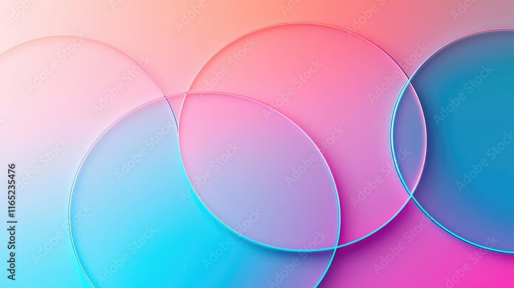 Poster circles abstract background concept. vibrant abstract circles with a gradient of pink and blue hues,