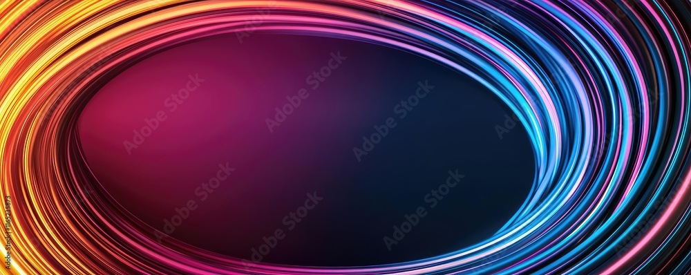 Poster circles abstract background concept. vibrant abstract wave design with colorful light trails creatin