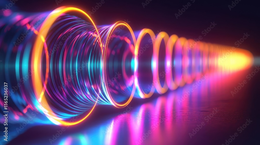 Poster circles abstract background concept. abstract vibrant visual of colorful glowing circles in a modern